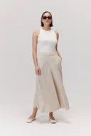 Spódnice - Spódnica z wiskozą i lnem Sigma beżowa - miniaturka - grafika 1