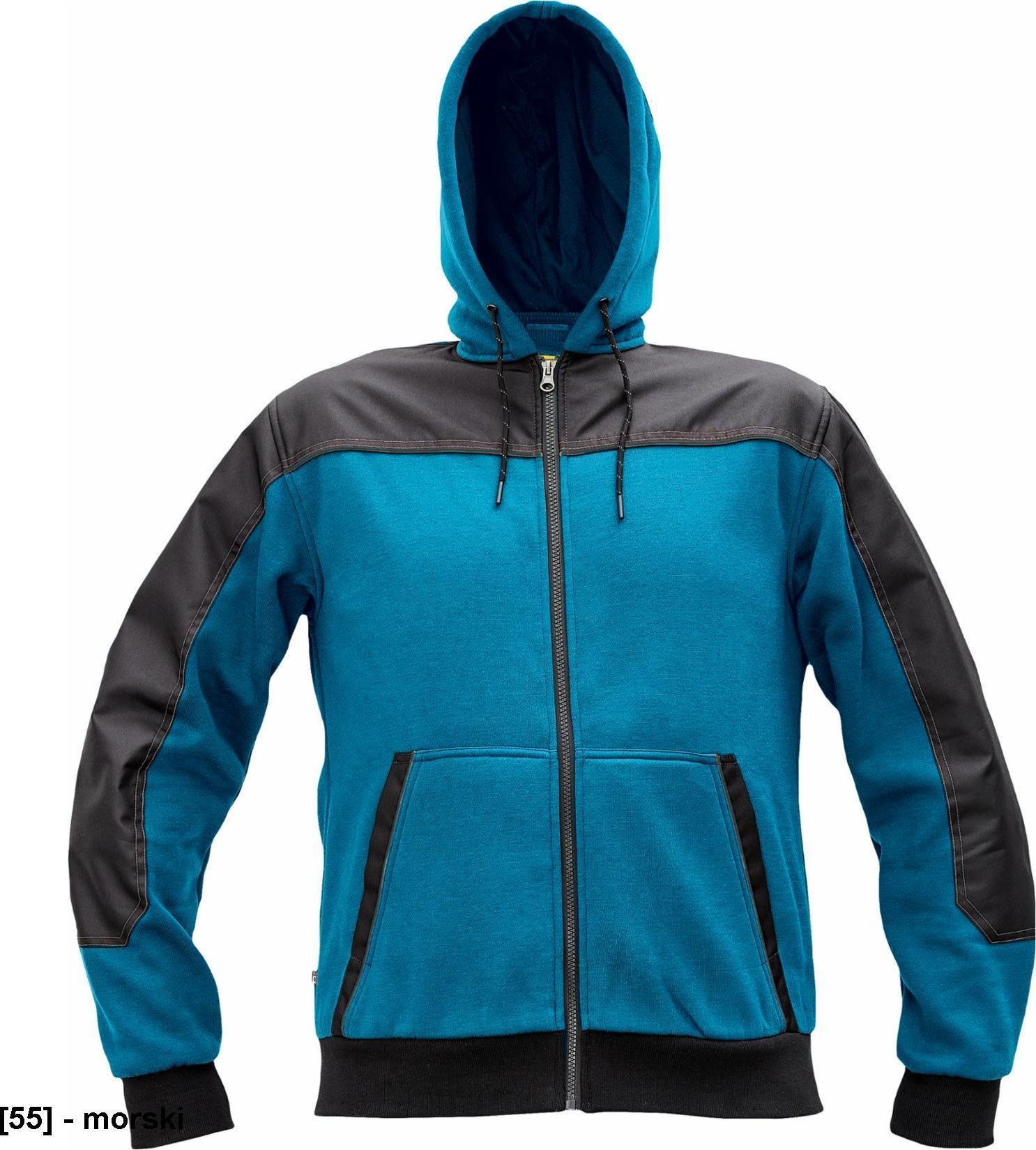 CERVA CREMORNE bluza - męska bluza z suwakiem, kaptur, 55% bawełna, 45% poliester - morski S