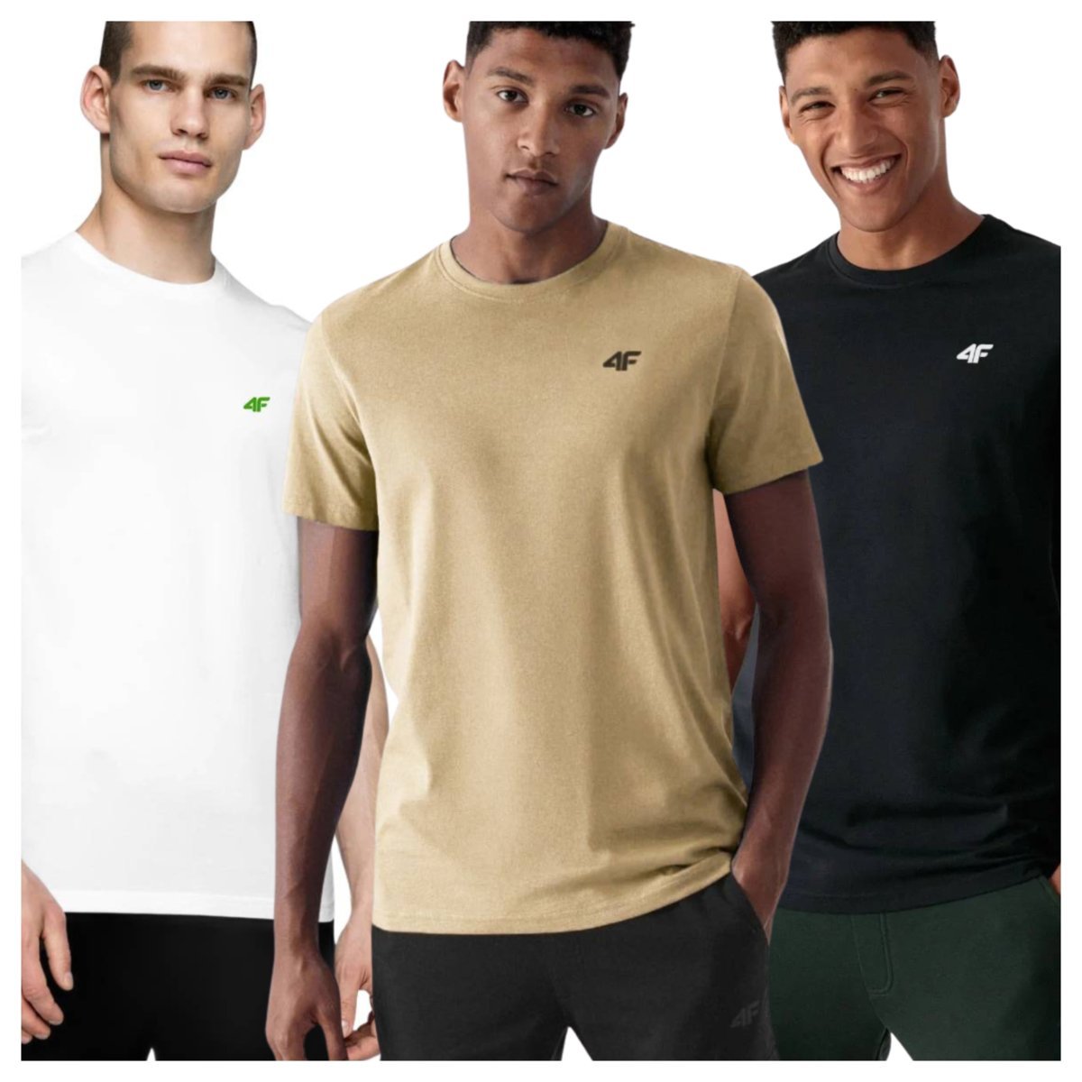 T-shirt męski (ZESTAW KOSZULEK 3 SZT.) 4F 4FWSS25TTSHM3956-95S Wielkokolorowy Roz. XL
