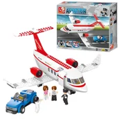 Klocki - KLOCKI SLUBAN SAMOLOT PASAŻERSKI LOTNISKO SAMOCHÓD AUTO 4 FIGURKI 275E - miniaturka - grafika 1