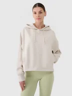 Bluzy damskie - 4F Bluza dresowa nierozpinana z kapturem damska - beżowa XXL - miniaturka - grafika 1