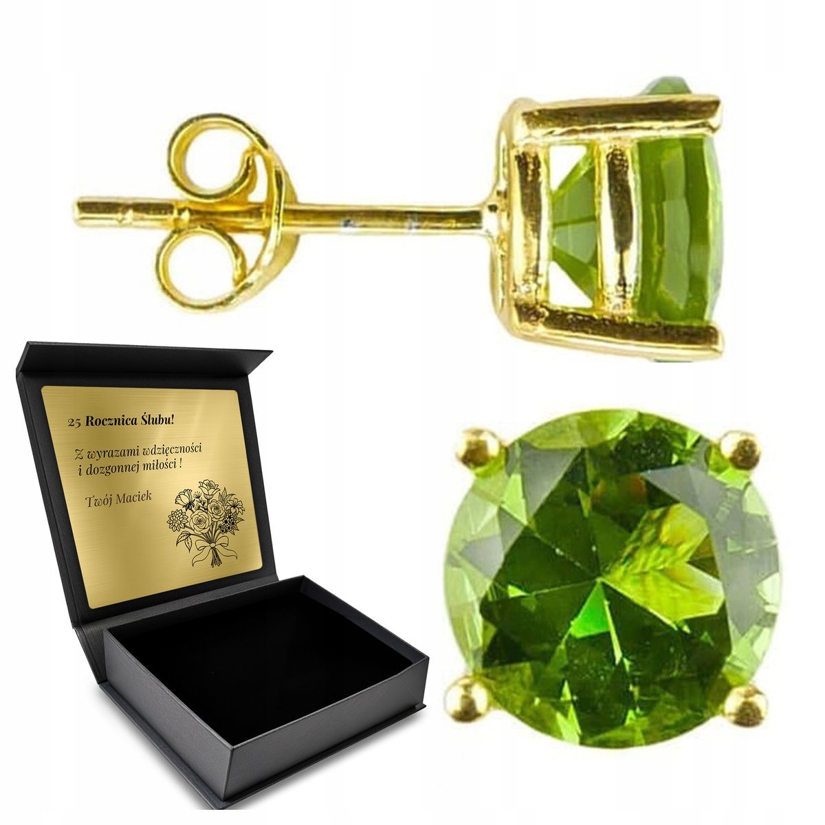 Kolczyki Pozłacane Srebrne Małe Delikatne Z Zultanitem Zmienia Kolor Grawer