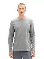 Koszulki męskie - TOM TAILOR Męski T-shirt z długim rękawem, 12035-Grey Heather Melange, M - miniaturka - grafika 1