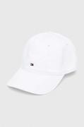 Czapki męskie - Tommy Hilfiger czapka z daszkiem bawełniana kolor biały gładka - miniaturka - grafika 1