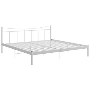 vidaXL Lumarko Rama łóżka, biała, metal i sklejka, 200 x 200 cm 324811 - Łóżka - miniaturka - grafika 1