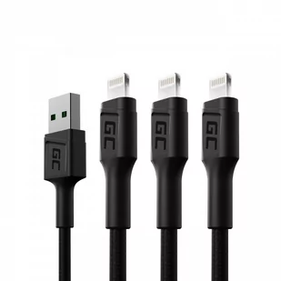 Green Cell Green Cell USB Typu A - Lightning LED 1.2m czarny zestaw 3 szt. - Kable komputerowe i do monitorów - miniaturka - grafika 1