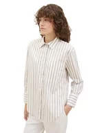 Bluzki damskie - TOM TAILOR Damska bluzka ze stretchu z kieszenią na piersi, 32470 - Grey Offwhite Vertical Stripe, 42 - miniaturka - grafika 1