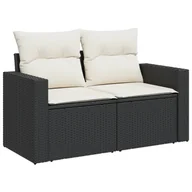 Sofy ogrodowe - Sofa ogrodowa z poduszkami, 2-osobowa, czarna, polirattan Lumarko! - miniaturka - grafika 1