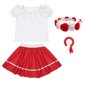 Dresy i komplety dla dziewczynek - ZESTAW NARODOWY BIAŁO-CZERWONY 116-128 4el - miniaturka - grafika 1