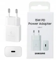 Ładowarki do telefonów - ŁADOWARKA SIECIOWA KOSTKA DO TELEFONU SMARTFONA SAMSUNG 15W USB C BIAŁA - miniaturka - grafika 1