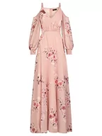 Sukienki - APART sukienka wieczorowa z kwiatowym nadrukiem, ciemnoróżowa, wielokolorowa, L, Ciemnoróżowy, wielokolorowy, L - miniaturka - grafika 1