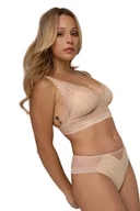 Majtki damskie - Brazyliany damskie z tiulem i koronką 211 beżowe S - miniaturka - grafika 1