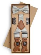 Krawaty i muchy męskie - Prince BOWTIE - Zestaw akcesoriów dla mężczyzn z jedwabiu, zielony - miniaturka - grafika 1