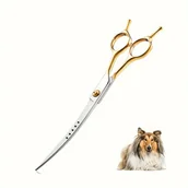 Inne - TEMU Profesjonalne nożyczki do pielęgnacji psów ze stali nierdzewnej KIM 7,5 cala, z wypukłym ostrzem, zakrzywione, lekkie i wygodne w użyciu, - miniaturka - grafika 1