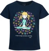 Bluzki dla dziewczynek - T-shirt z krótkim rękawem dla dziewczynki, z motywem jogi, granatowy 9-13 lat - miniaturka - grafika 1
