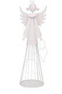 Świeczniki - ŚWIECZNIK BIAŁY METALOWY ANIOŁEK NA TEALLGHT - miniaturka - grafika 1
