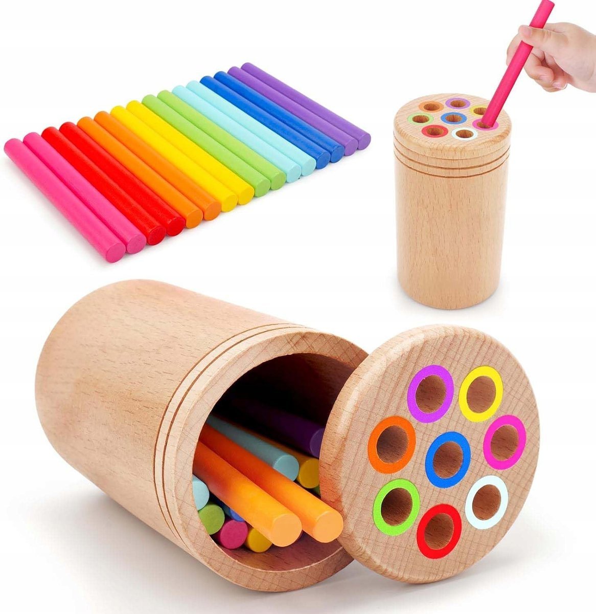 HAOVRISN Drewniane Montessori Zabawki Sensoryczne Dla Dzieci 1-3 Lat