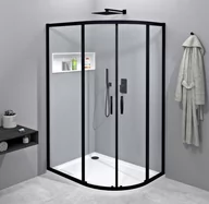 Kabiny prysznicowe - GELCO Kabina prysznicowa asymetryczna narożna SIGMA SIMPLY BLACK drzwi przesuwne 80x100x190 czarny mat szkło transparentne z powłoką Coated Glass GS1080B - miniaturka - grafika 1