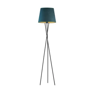 Trójnożna metalowa lampa stojąca do salonu, Lysne, Tokio velur, E27, 165X37 cm, Zieleń butelkowa ze złotym wnętrzem - Lampy stojące - miniaturka - grafika 1