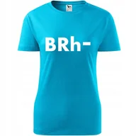 Koszulki i topy damskie - Damska Koszulka z Nadrukiem grupa krwi b rh- Honorowy Dawca Krwi Prezent turkusowy L - miniaturka - grafika 1