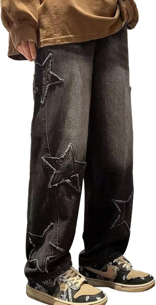 Spodnie Jeansy Damskie Baggy Szerokie z Wysokim Stanem Wygodne Czarne 3XL