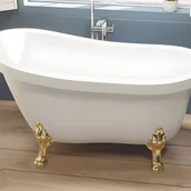 Wanny - VENTE-UNIQUE Wanna wolnostojąca retro ze złotymi nogami w kształcie lwich łap – 200 l – 145 x 74 x 77 cm – Biała – NISOS - miniaturka - grafika 1