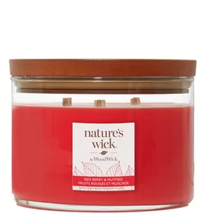 WoodWick Natures Wick Świeca w szkle z 3 drewnianymi knotami Redberry & Nutmeg 1szt - Świece - miniaturka - grafika 1