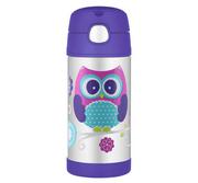 Termosy - Thermos Termos dziecięcy ze słomką 355 ml sowa 120019 - miniaturka - grafika 1