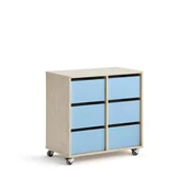 Meble do szkół i przedszkoli - Regał szkolny CASPER, 6 szuflad, brzoza, błękitny - miniaturka - grafika 1