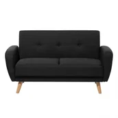 Sofy i kanapy - Beliani Sofa tapicerowana dwuosobowa czarna rozkładana FLORLI - miniaturka - grafika 1