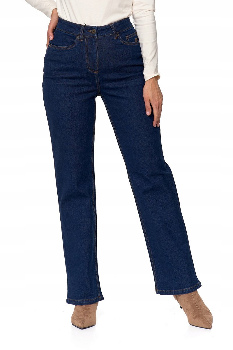 SPODNIE DAMSKIE Jeansowe Prosta Nogawka Jeans Casual Bawełna MORAJ r. XL