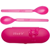 Sztućce dla dzieci - Hipp Spoons Set zestaw naczyń na drogę Pink - miniaturka - grafika 1