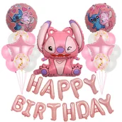 Balony i akcesoria - Balony urodzinowe Lilo i Stich, zestaw balonów, różowe, sdz-24 - miniaturka - grafika 1
