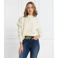 Swetry damskie - BOSS BLACK Wełniany sweter Foltin | Regular Fit - miniaturka - grafika 1