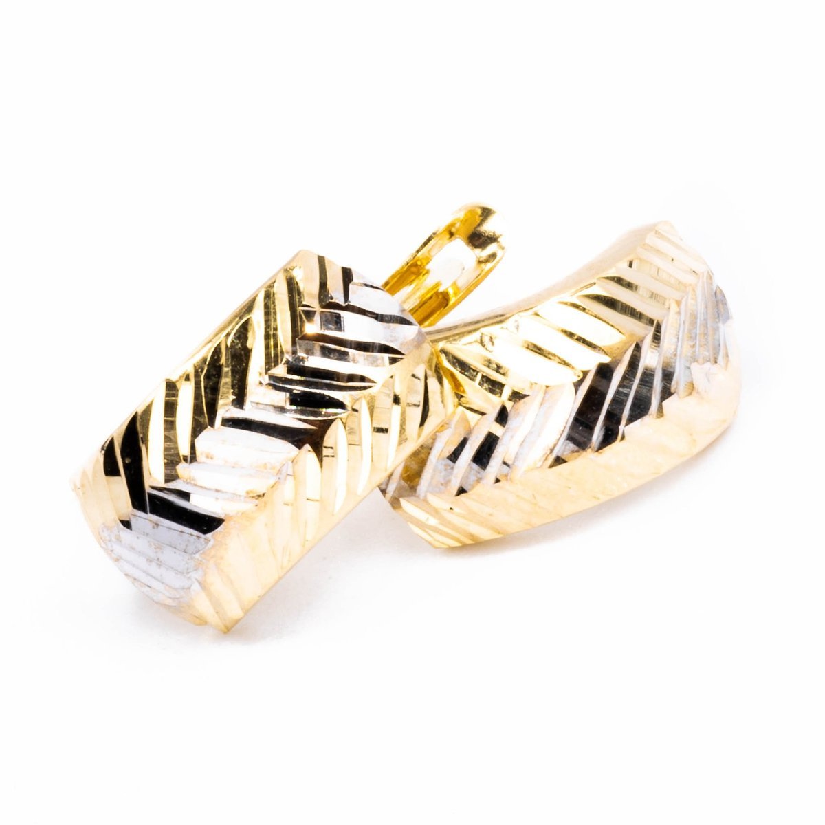 Złote kolczyki 585 diamentowany łuk