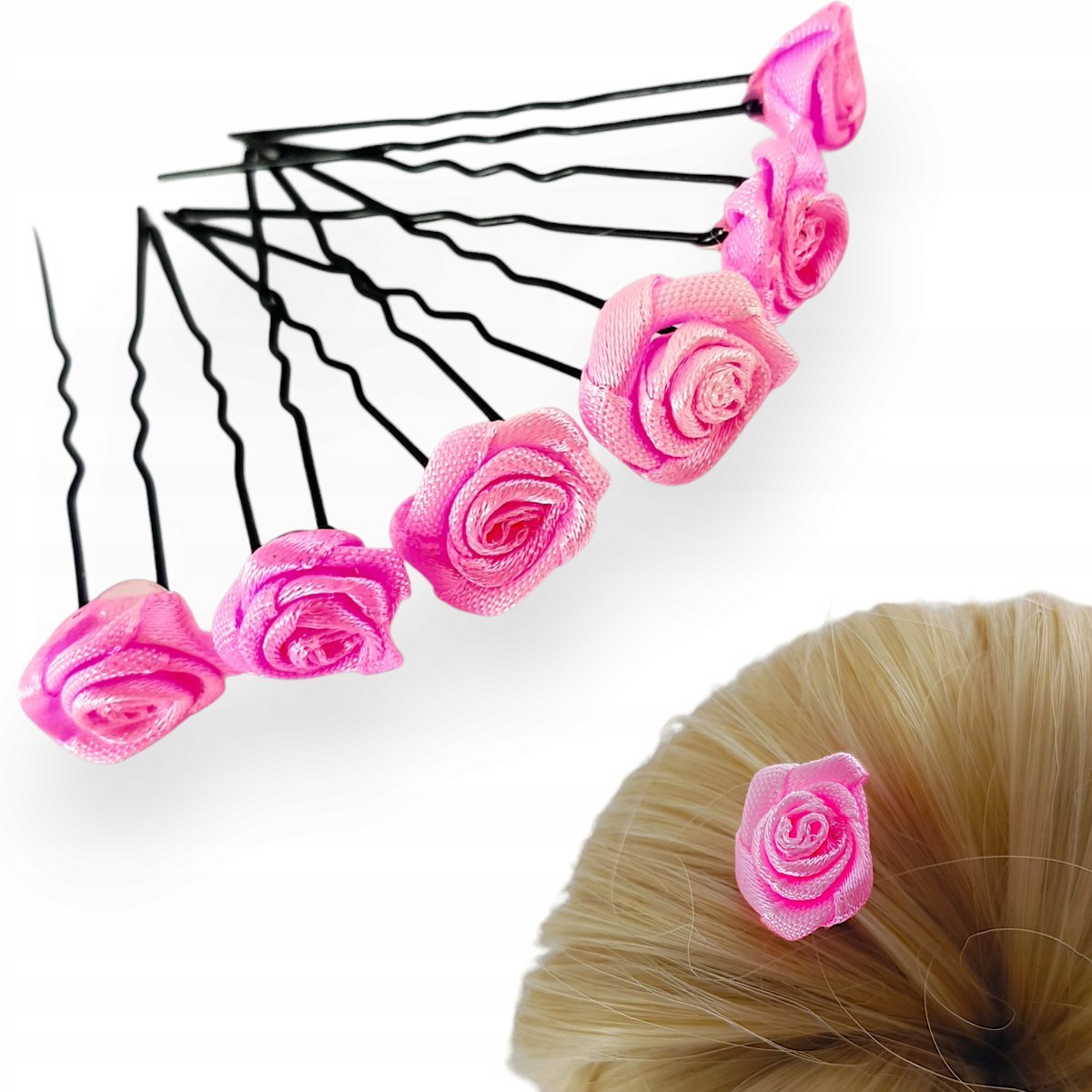 Szpilki do koka Kokówki do włosów z różyczką
