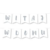 Balony i akcesoria - Girlanda Witaj w Domu - BANER napis - Srebrna - miniaturka - grafika 1