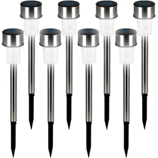 Zestaw 8 lamp solarnych LED ze stali nierdzewnej 36,5 cm - Lampy ogrodowe - miniaturka - grafika 1