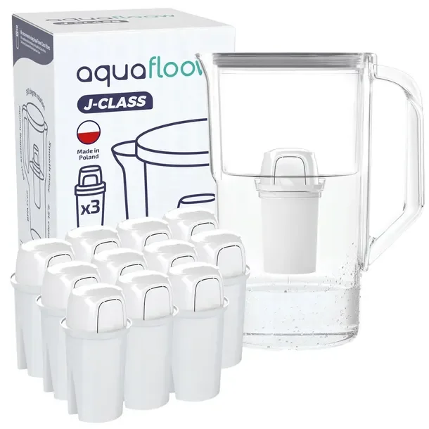 Dzbanek filtrujący plastikowy AquaFloow J-CLASS 2,5l szary + 12x filtr