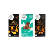 Kakao i czekolada - Zestaw tabliczek czekolady Galler Dark Orange x Noir Eclats De Caramel x Milk Almonds, 3 x 80 g - miniaturka - grafika 1