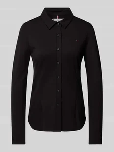 Bluzka koszulowa o kroju slim fit z wyhaftowanym logo - Koszule damskie - miniaturka - grafika 1