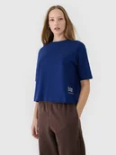 Koszulki i topy damskie - 4F T-shirt oversize z nadrukiem damski - granatowy XS - miniaturka - grafika 1