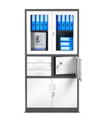 Szafki BHP - Szafa metalowa Filip z sejfem: antracytowo-biała 90x185 cm, socjalna, bhp, do biura - miniaturka - grafika 1