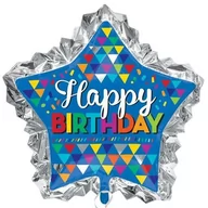 Balony i akcesoria - Balon foliowy, Happy Birthday, niebieski, 86x81 cm, 1 sztuka - miniaturka - grafika 1