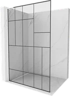 Ścianki i drzwi prysznicowe - Mexen Kioto L ścianka prysznicowa Walk-in 120 x 200 cm, czarny wzór, biała - 800-120-103-20-78 - miniaturka - grafika 1