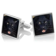 Spinki do mankietów i krawatów - Spinki do mankietów Czarna Pantera PS-163B - miniaturka - grafika 1