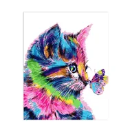 Malowanie po numerach - Malowanie Po Numerach - Kolorowy kot z motylem 40 x 50 cm - miniaturka - grafika 1