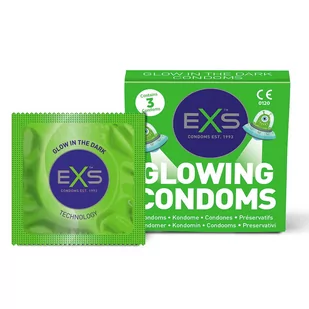 EXS Glowing Condoms prezerwatywy świecące w ciemności 3szt. - Prezerwatywy - miniaturka - grafika 1