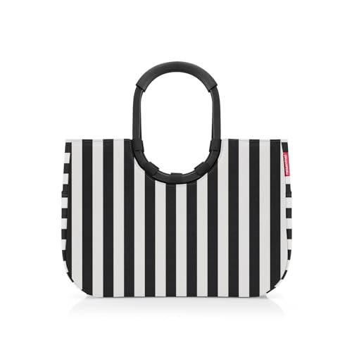 reisenthel loopshopper L – stabilna torba z praktycznymi przegródkami z butelek PET pochodzących z recyklingu – czarujący i wodoodporny design złoty, Summerstripes Black, l, Współczesny
