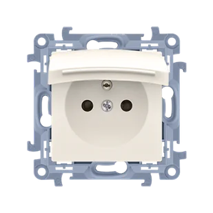 Kontakt Simon Gniazdo bryzgoszczelne IP44 z klapką, szybkozłącze, SIMON 10 - kremowe - Gniazdka elektryczne - miniaturka - grafika 1